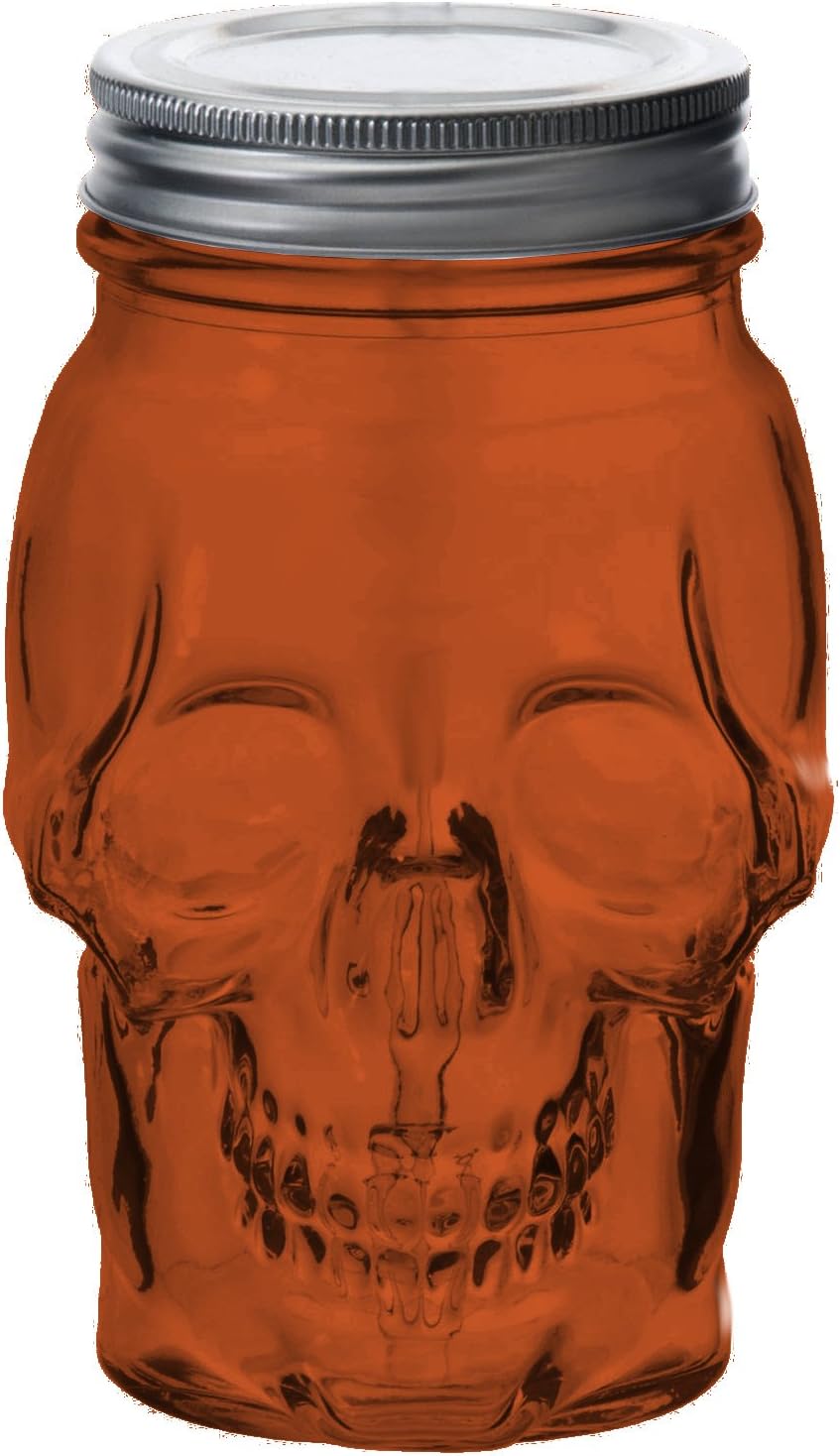 Circleware Skull Face Glass Mason Jars with Silver Lid