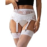 Womens Garter Belts for Thigh Highs Plus Size Lace Garter Belt Lingerie Suspender Belt Sexy Garters with 6 Strap Slip