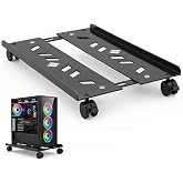 Computer Tower Stand, 8.07-10.63&Prime; Width Adjustable Mobile CPU Stand, Large | Steel Rolling PC Stand for Floor and Carpet, Ventilated PC Holder with Locking Caster Wheels for Office, Gamers, Black