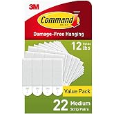 Command Medium Picture Hanging Strips, Damage Free Hanging of Dorm Decorations, 22 Pairs, 44 Command Strips (17204-22NA)