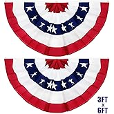 4th of July Decorations 2Pack 3x6 Ft Large American Pleated Fan Flag, 250th Anniversary American Flag Bunting Patriotic Half Fan Bunting Flag Indoor Outdoor for Red White Blue Decorations Memorial Day