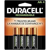 Duracell Rechargeable AA Batteries 4 Count (Pack of 1), Long-lasting Power, All-Purpose Pre-Charged NiMH Double A Battery for