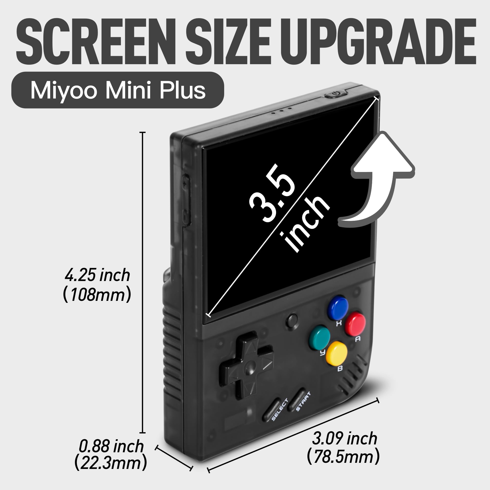 Miyoo Mini Plus Retro Gaming Console, with Dedicated Storage Case, 3.5 Inch IPS 640x480 Screen, 64G TF Card with 10,000+ Games, 3000mAh 9+Hours Battery, Support Wireless Network