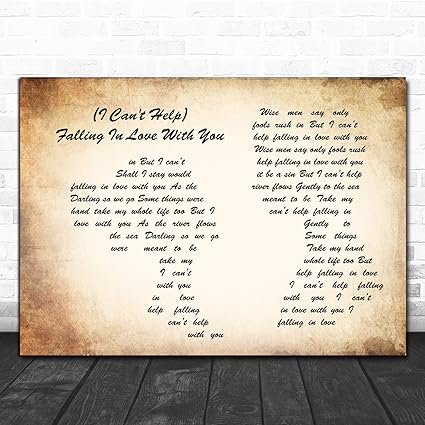 Impression Avec Paroles De Chanson Falling In Love With You Man Lady Couple I Can T Help Amazon Fr Fournitures De Bureau
