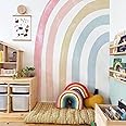 JINGQIANLIU Rainbow Wall Decals, Fabric Half Watercolor Rainbow Stickers for Girls Kids Bedroom Nursery Playroom Decor, 82.68x47.24 Inch