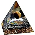 Glowki Orgone Pyramid - Positive Energy Source for Meditation, Stress Relief, Wealth Attraction | Crystal Pyramid Orgonite with Protection Crystals | Ideal Energy Generator & Stylish Room Decor