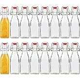 Encheng 8oz Glass Bottles With With Air Tight Lids,Beer Bottles For Home Brewing 250ml,Kombucha Bottles For Beverages,Kefir,Food Storage,Leak Proof,Dishware Safe 16 Pack