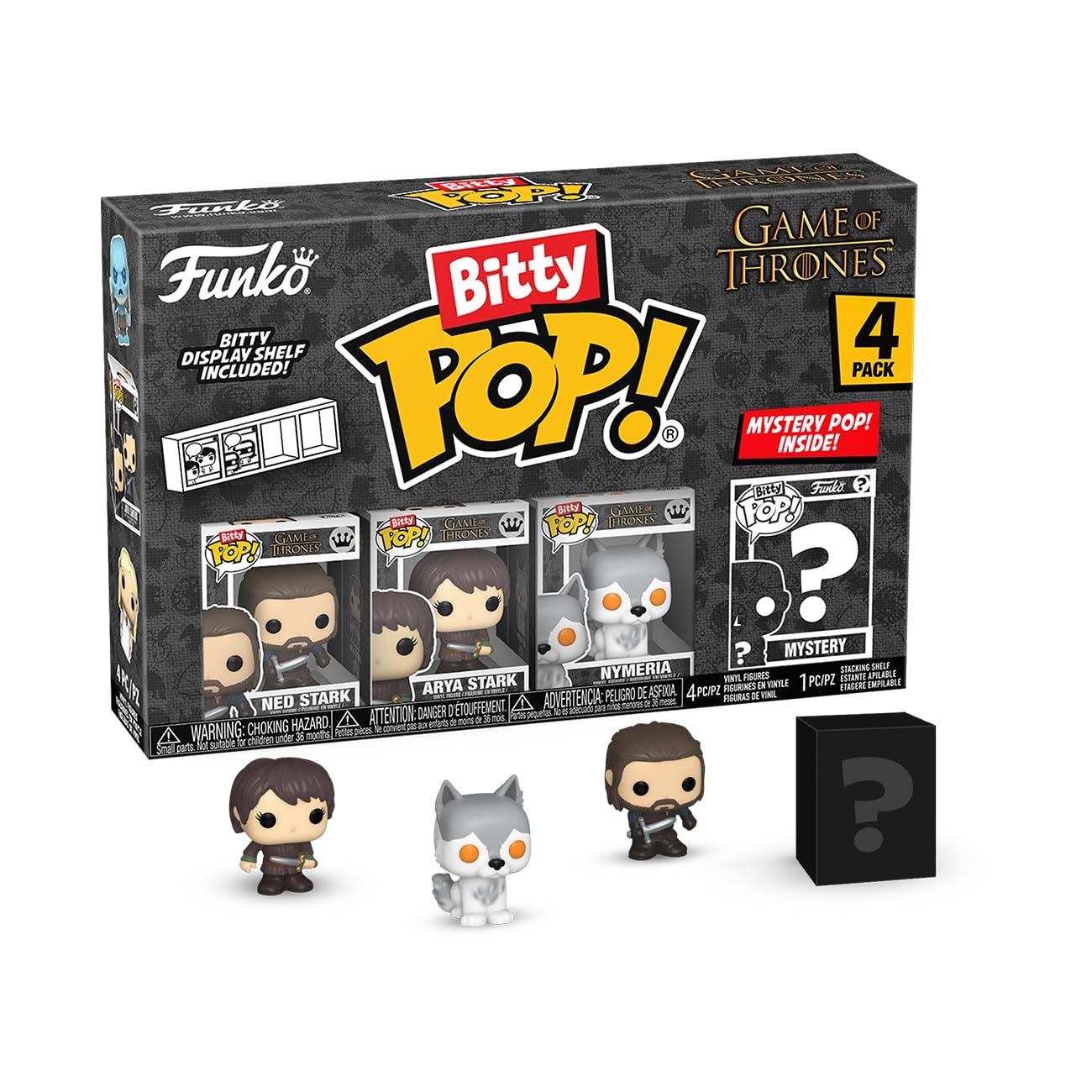 Funko Bitty Pop! GoT - Ned Stark 4pk and a Surprise Mini Figure - 0.9 Inch (2.2 cm) - Game of Thrones Collectible Stackable Display Shelf Included - Gift Idea Party Bag Stocking
