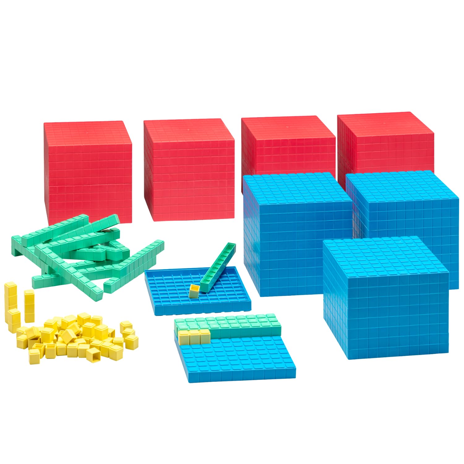 WISSNER® Dienes Material Class Set (184 Pieces) made from RE-Plastic® – Base Ten System for Primary School