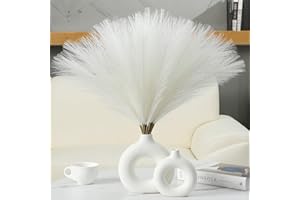 UREYMX Faux Pampas Grass Decor 17.7 Inch 30pcs, Artificial Pampas Grass Fluffy Home Decor, Short Vase Room Decor pompous Grass Flower Arrangement for Boho Home Wedding Decoration (Milky White)