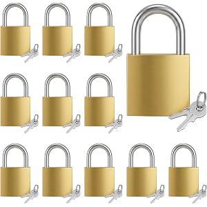 12 Pack Solid Brass Same Keyed Padlock Solid Lock with Wide Lock Body 25mm | Keyed Padlocks for Toolbox, Luggage,School locke