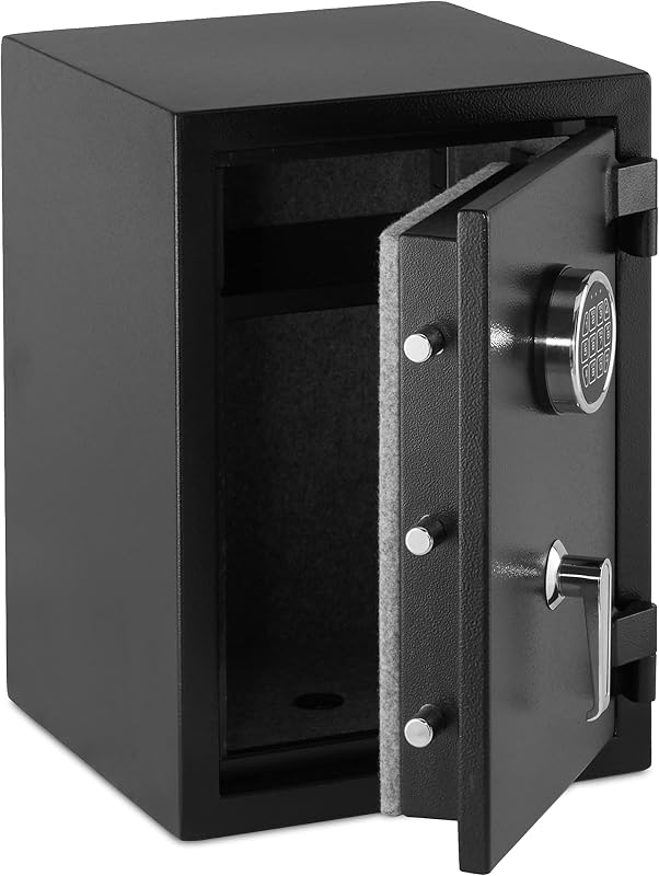 Cofre resistente ao fogo, com teclado eletrónico programável, 35 l, preto, 36 x 35 x 50 cm (largura x profundidade x altura)