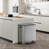VonHaus 60L Double Kitchen Bin Stainless Steel Two Section Recycling Bin view 2