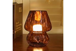 ULAROOM USB Plug-in Vintage Mushroom Lamp Small Bedside Table Lamp with 3 Temperature LED Bulb,Free Dimming Nights Light for Bedroom/Living Room/Entryway/Corner Decor New Home Gift (Golden Amber)