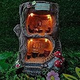 MARYTUMM Solar Light Fairy Tree House - Fun Natural Figurine Sculpture with Solar LED Lights for Indoor Outdoor Art Decorations, Patio Yard Lawn Ornaments Gift