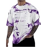 SOLY HUX Men's Graphic Tie Dye T Shirt Letter Print Crew Neck Short Sleeve Casual Summer Tee Tops