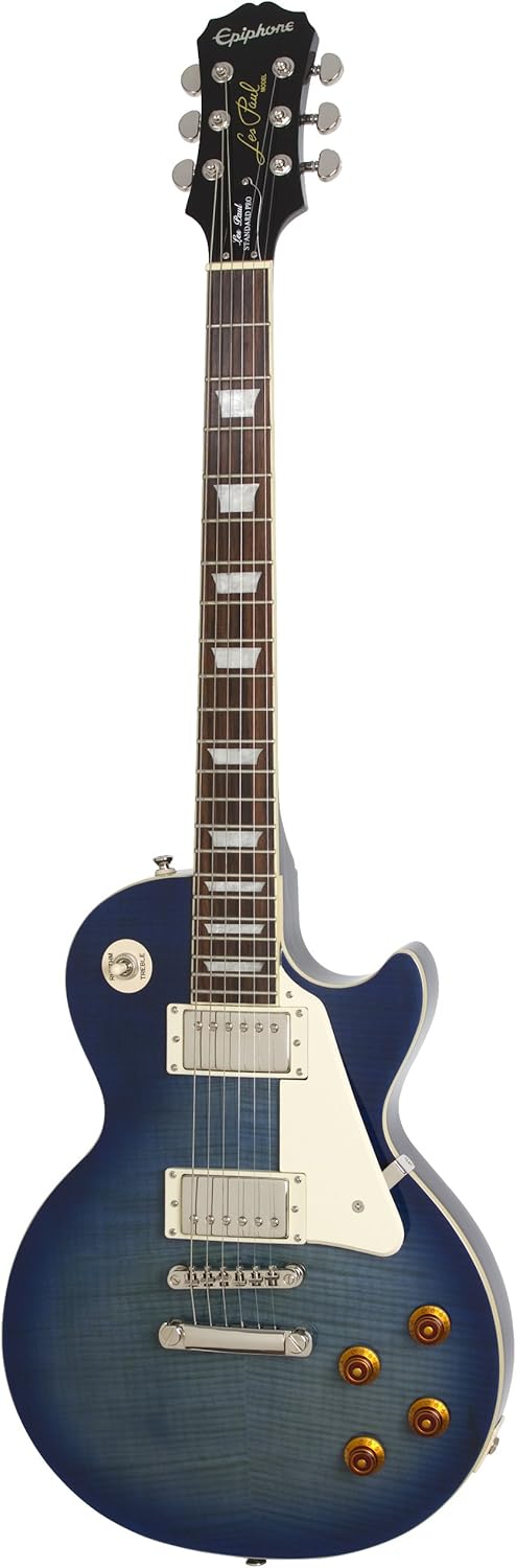 Amazon Com Epiphone Les Paul Standard Plustop Pro Electric Guitar Trans Blue Musical Instruments