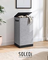 SOLEDI 100L Laundry Basket with Lid Large Collapsible Hamper Grey view 8