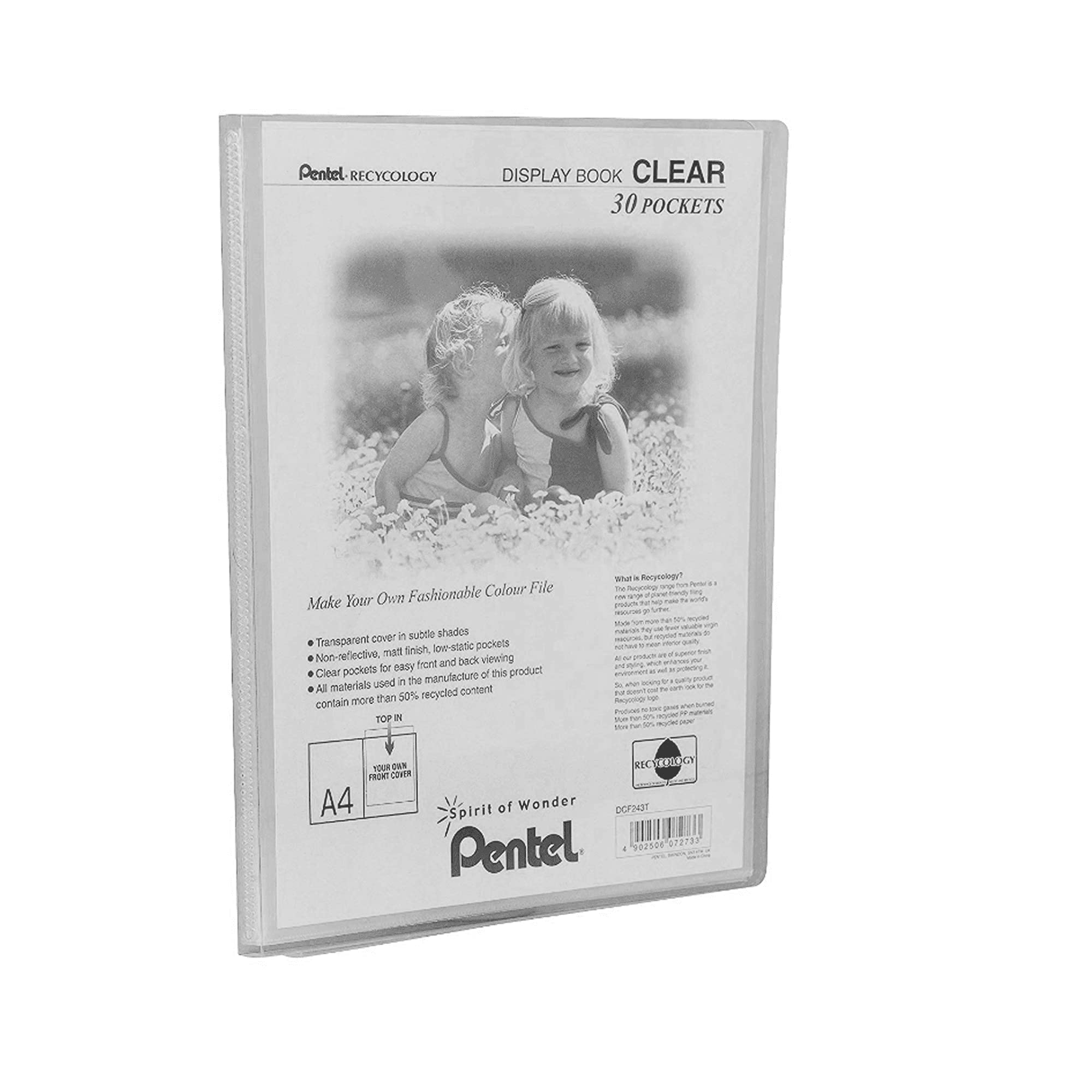 Pentel Display Book Clear, 30 Pockets, Transparent, 1 A4 Folder DCF243T