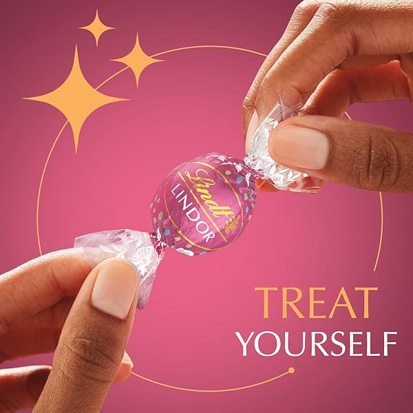 LINDT LINDOR BIRTHDAY CAKE WHITE CHOCOLATE TRUFFLES, WHITE CHOCOLATE CANDY WITH SMOOTH, MELTING TRUFFLE CENTER, 5.1 OZ. BAG
