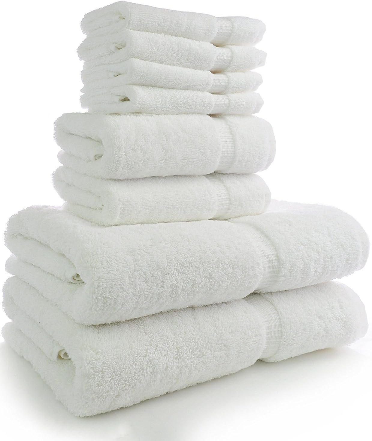 TURKUOISE TURKISH TOWEL 8 Piece Turkish Luxury Turkish Cotton Towel Set - Eco Friendly, 2 Bath Towels, 2 Hand Towels, 4 Wash Clothes (White): Home & Kitchen