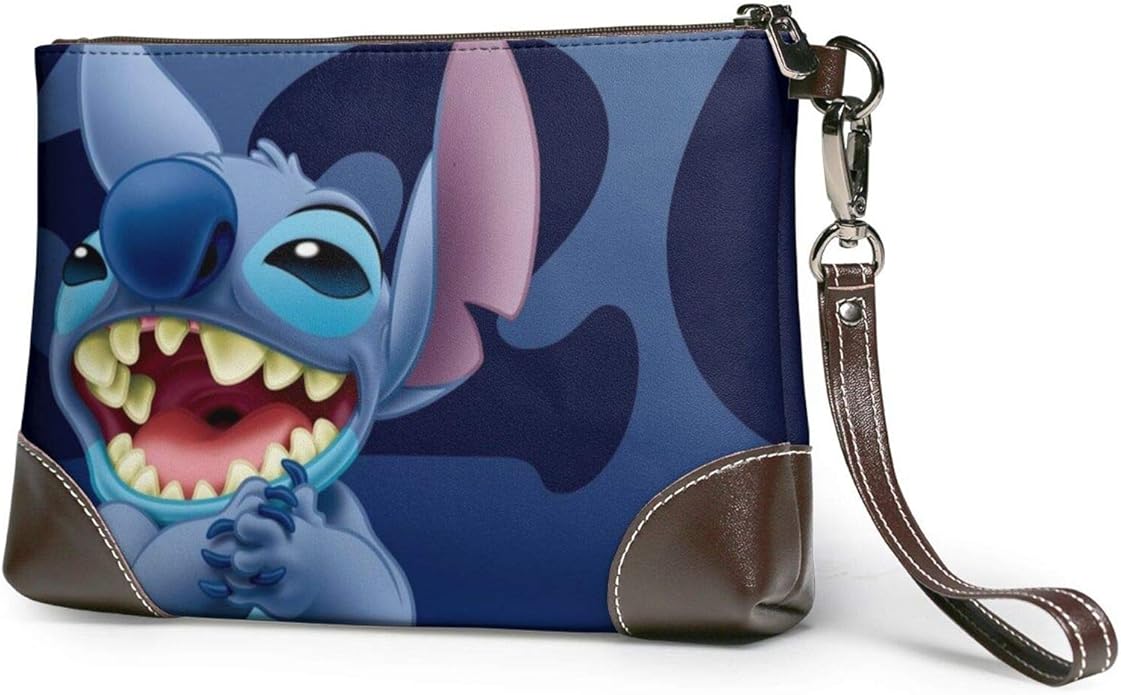 Lilo Stitch Leather Clutch Purses Bag Phone Card Wallets Strap Zipper