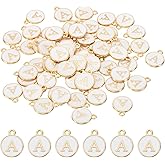 PATIKIL Letter Charm A, 60Pcs Double Sided Alphabet Initial Charm Pendants Beads Enamel Charm for Bracelet Necklace Earring DIY Jewelry Making, White