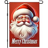 BlissYard Christmas Santa Garden Flag 12x18 Double Sided Merry Christmas Yard Flag Festive Santa Claus Outdoor Garden Decor Winter Holiday Lawn Porch Patio Seasonal Decoration Banner