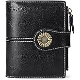 SENDEFN Small Womens Wallet Leather Bifold Card Holder RFID Blocking with Zipper Coin Pocket