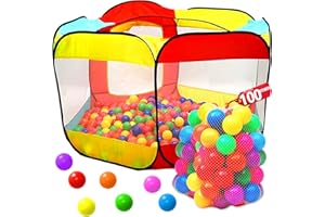 KIDDEY Kids Ball Pit Pop Up Large Tent for Toddlers - Indoor & Outdoor Gift Toys for Infants Girls & Boys, Baby Playpen with Zippered Storage Bag, 100 BallPit Balls Included