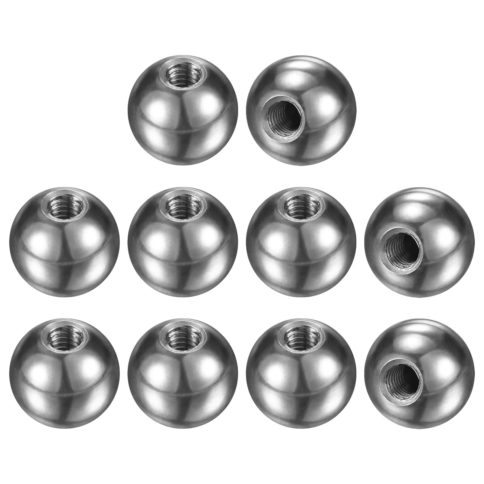 M METERXITY 10Pcs Threaded Ball Nut Knobs, M4x12mm 304 Stainless Steel Female Thread Ball Nut Cap for Lighting Fixtures/Machinery/DIY, Round Solid Screw Cap Cover [Silver]