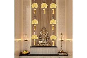 SMIZZY ; (RE)TOUCHING LIVES Smizzy Lotus Hangings for Decoration Floral Wall Temple Decor | Pooja Room Decoration Items | Haldi Marriage | Home Decor Items (Pack of 7, 10 INCH, Yellow)