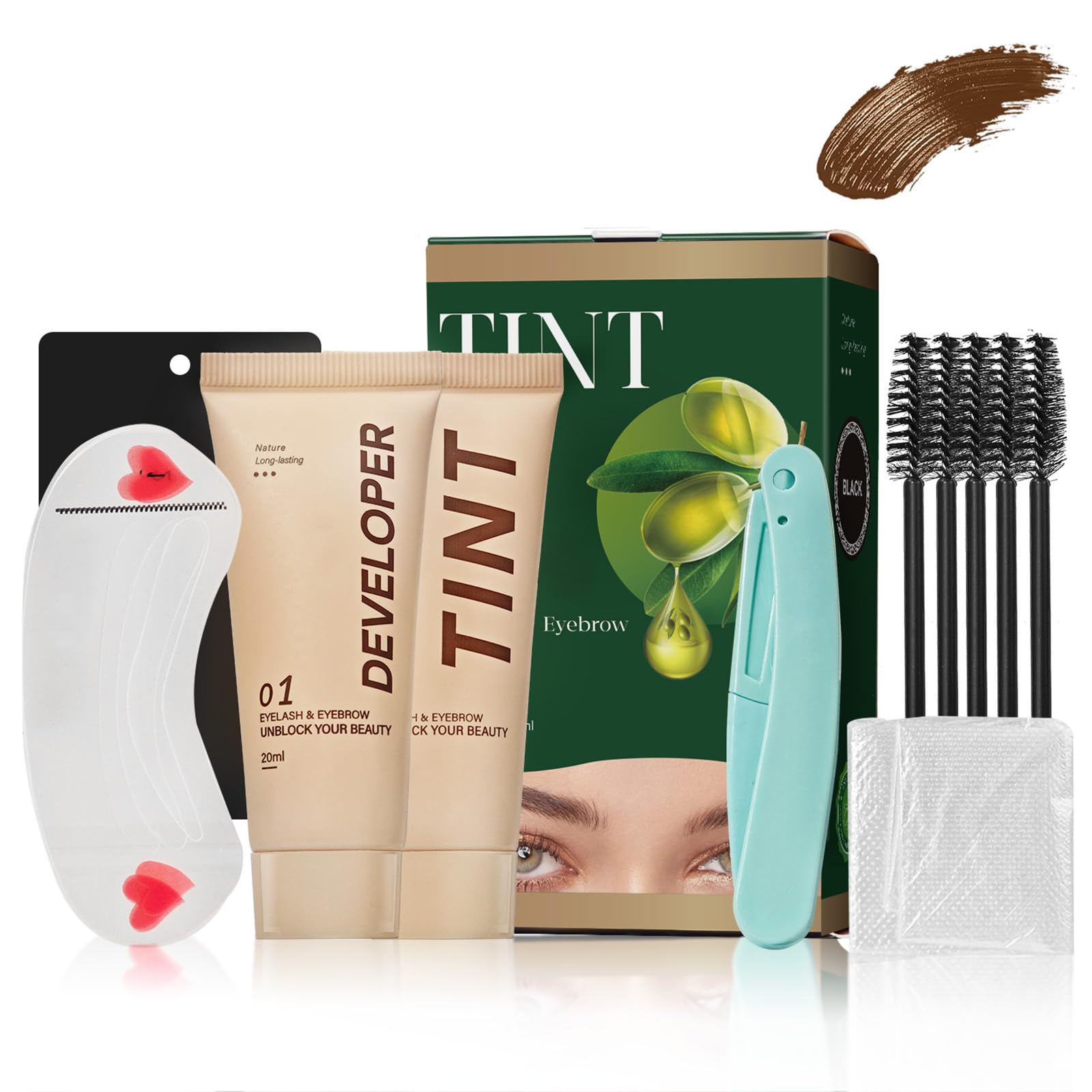 Photo 1 of Lash Color Kit, 20ml DIY Eyelash & Eyebrow Color Kit Long-lasting for 4 Weeks, Easy Application for Salon & Home Use with Natural Ingredients (Brown)