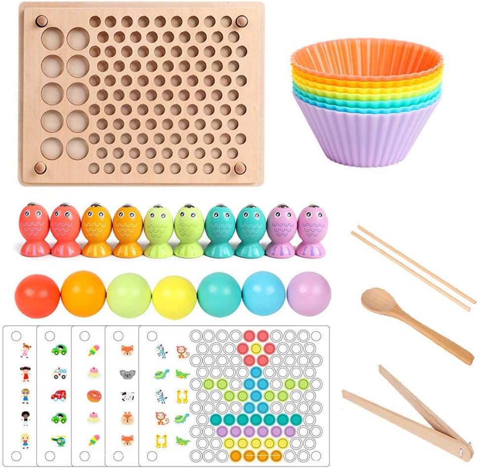 Wooden Magnetic Fishing Matching Game, Fine Motor Skill Toy Animals Sorting Puzzle, Color Cognition Preschool Gift for 2 3 4 Years Old Toddler Kid Early Learning with 2 Pole