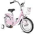 COEWSKE Kid's Bike Bicycles Steel Frame, Toddler Children Girls Bicycle 14-16-18-20 Inch with Training Wheel for 3-12 Years Old
