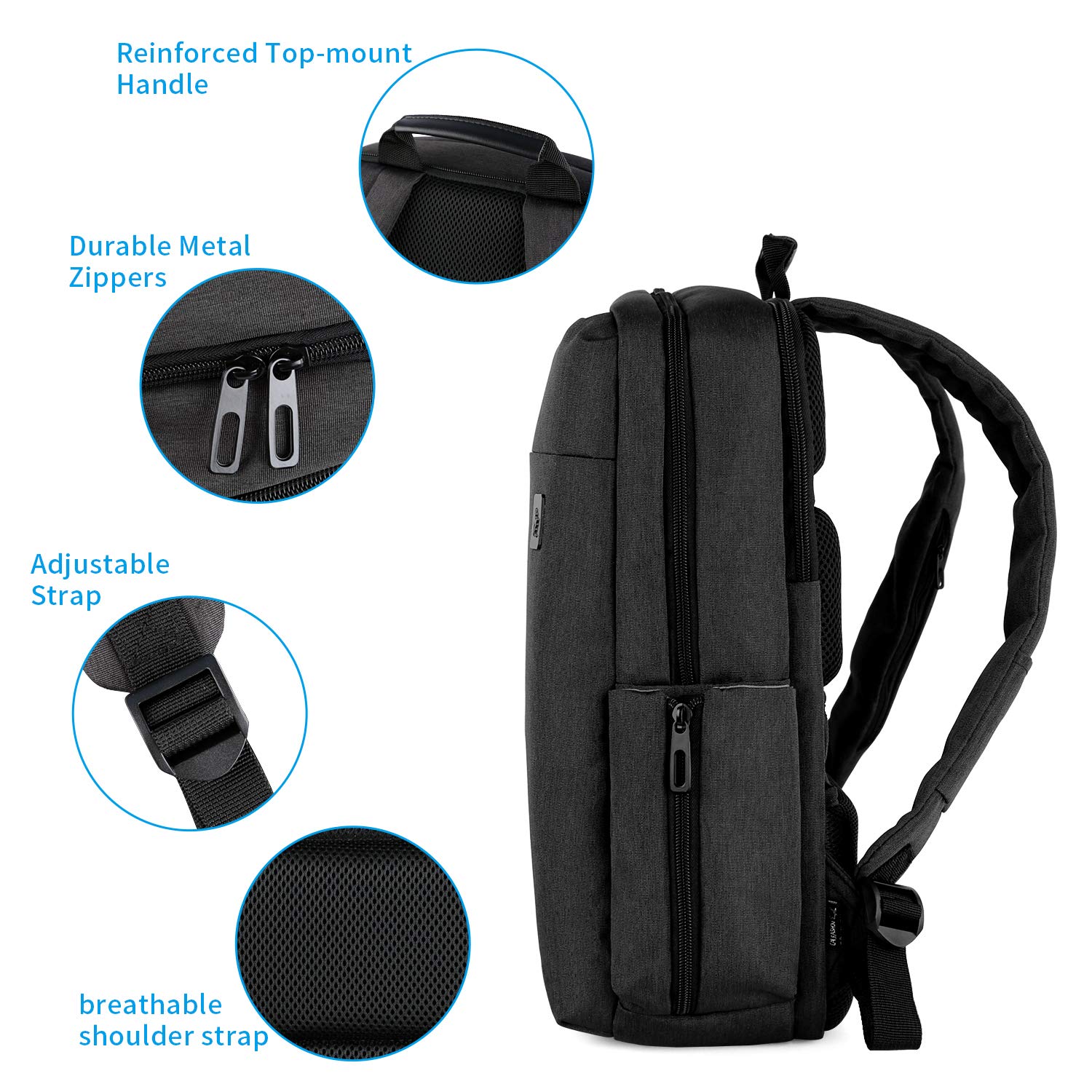 Cai 7331 Large Business Travel Backpack, Durable Multi-Functional Water Resistant, School College Commuting Bag with Headphones Port and luggage strap 15.6 \