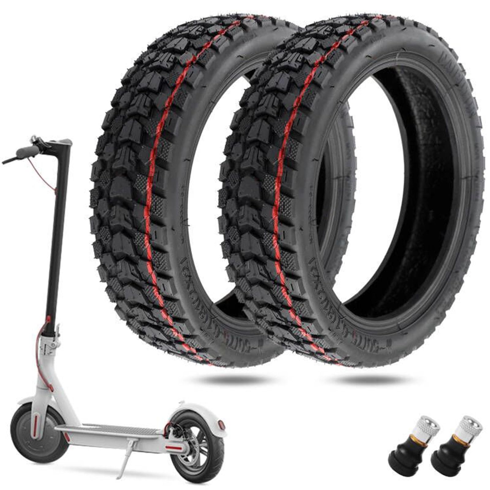 8.5 Inch Offroad Tyres Tubeless for Xiaomi M365/Pro/Pro2/1S/Mi3/Essential/Scooter 3, 50/75-6.1 (8 1/2 x 2) Tyres, Explosion-proof Replacement Wheels with Valve for Electric Scooter (2 Pieces)