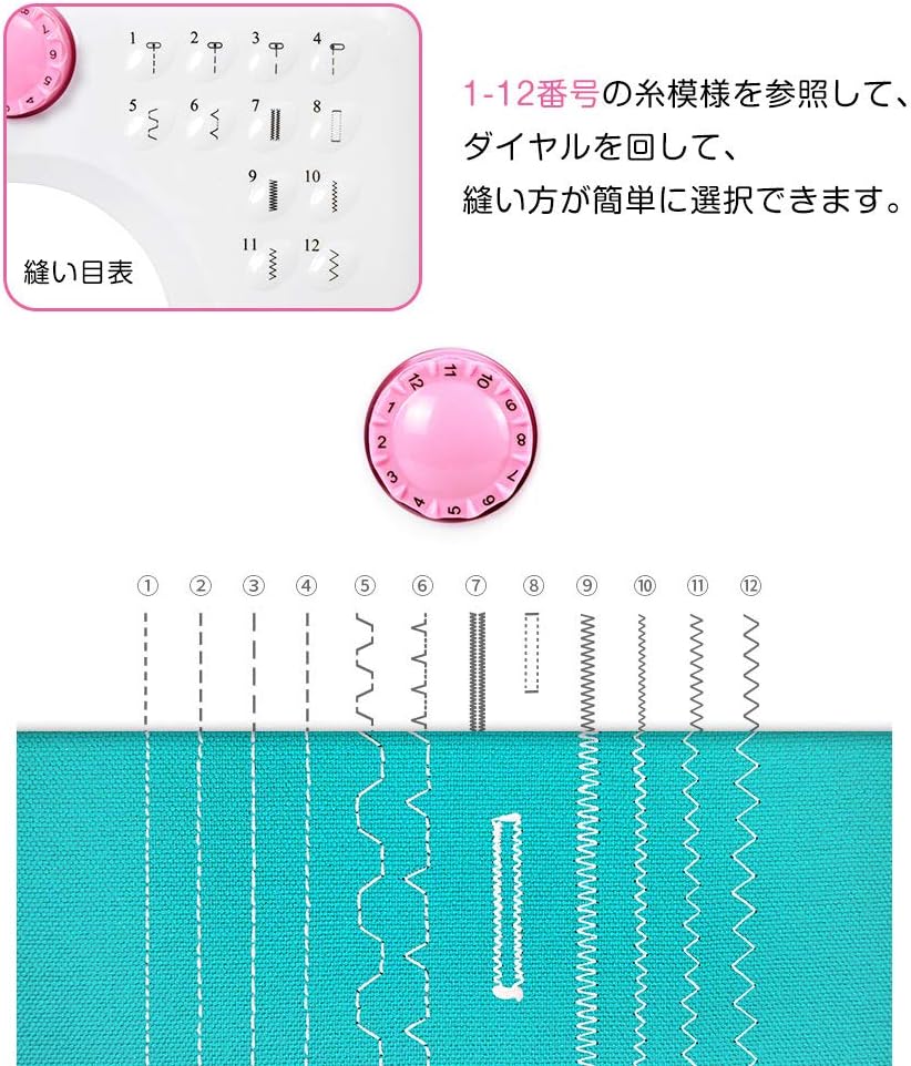 Amazon 良い生活ing ミシン 電動ミシン ミニミシン コンパクト 家庭用ミシン ポータブルミシン ファミリーミシン 多機能ミシン Led手元ランプ 12種類の縫い目 正 逆縫いモード 2way給電 高速低速モードコンパクト 操作簡単 初心者向け 家庭用 小型 持ち運び便利