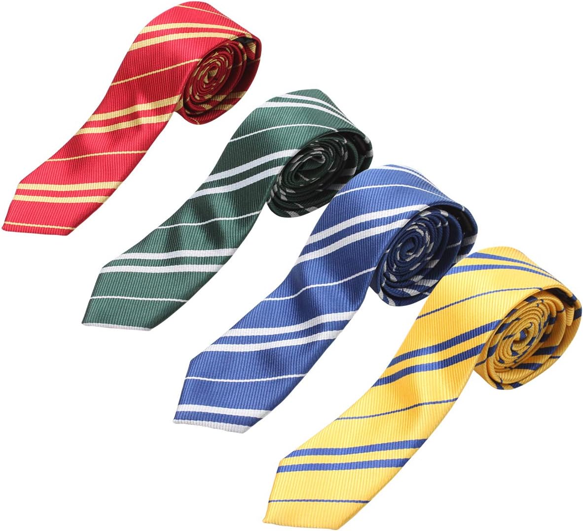 Premium Striped Necktie Set-4 Color with Cosplay Tie for the Birthday Party Costume Accessory Necktie