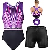 MODAFANS Gymnastics Leotards for Girls With Shorts Tumbling Dance Combined Racerback Activewear 4-13Years