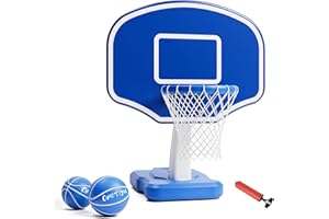 OMOTIYA Swimming Pool Basketball Hoop with Base, Portable Outdoor Basketball Hoop for Pool with Balls and Pump, Pool Toys Game for Boys and Girls, Kids, Adults, Blue, 43 x 34 x 25 inch