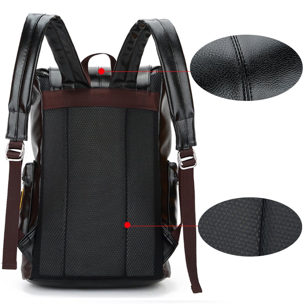 Zaino Spalla Pelle SINOKAL Zaino Porta PC Donne Uomo Impermeabile Zaino Scuola Borsa a tracolla Zaino per il Daypack sportivo da viaggio Nero
