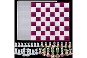 RESINWORLD Chess Resin Mold Set, 12 inches XL Large Checkers Chess Board Mold for Resin, Full Size 3D Silicone Chess Piece Mold for Epoxy Resin, Chess Board Game Mold
