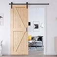 EaseLife 30in x 84in Sliding Barn Door with 5FT Barn Door Hardware Kit & Handle Included,DIY Assemblely,Easy Install,Apply to Interior Rooms & Storage Closet,K-Frame