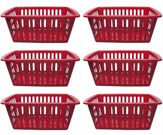 Aufbewahrungskorb Körbchen Schrankkorb Kunststoff Rot 36,5 cm 6 Stück