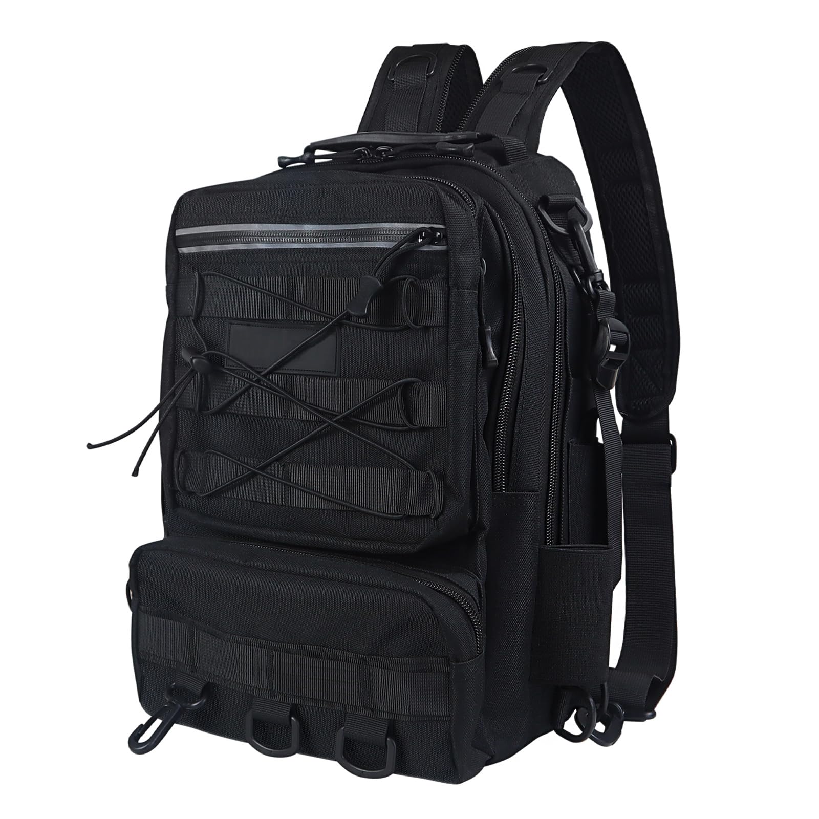 Chihutown Black Fishing Backpack with Rod Holder and Tackle Box