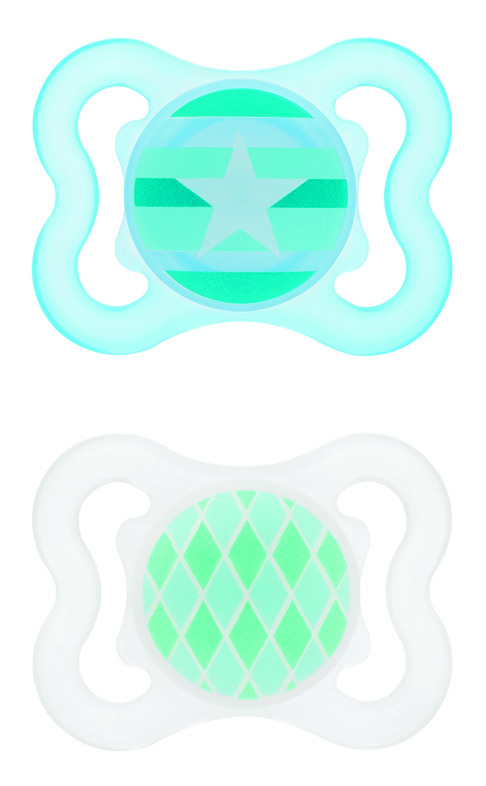 MAM NIGHT Silicone Pacifiers 06 Months BPA FREE blue