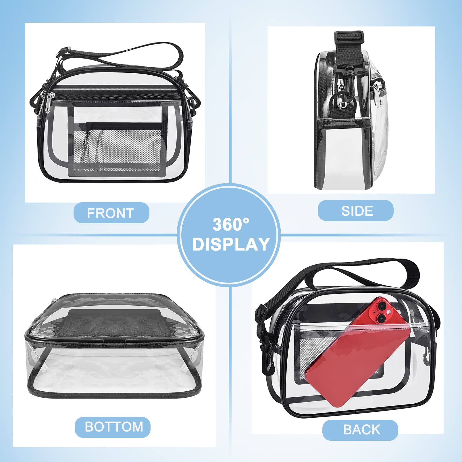 Clear Bag for Stadium Events Mini Small Clear Purse Clear Bag for Stadium Events Concert Sport Work