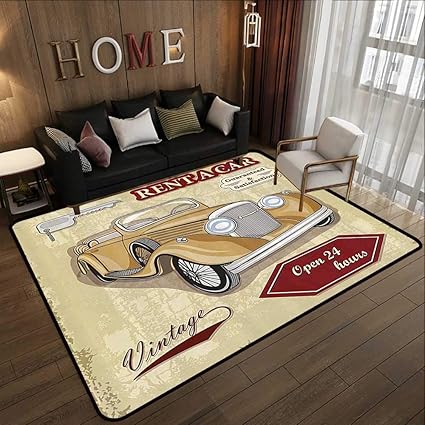 Amazon Com Bedroom Rugs Cars Decor Vintage Car Rentals