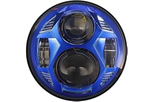 AUDEXEN 5.75 Inch Round Led Headlight 51W 5-3/4" Headlight Compatible with Harley Dyna Sportster Iron 883 Street Rod Street Bob Softail Deuce Custom Super Wide Glide Motorcycle, Blue